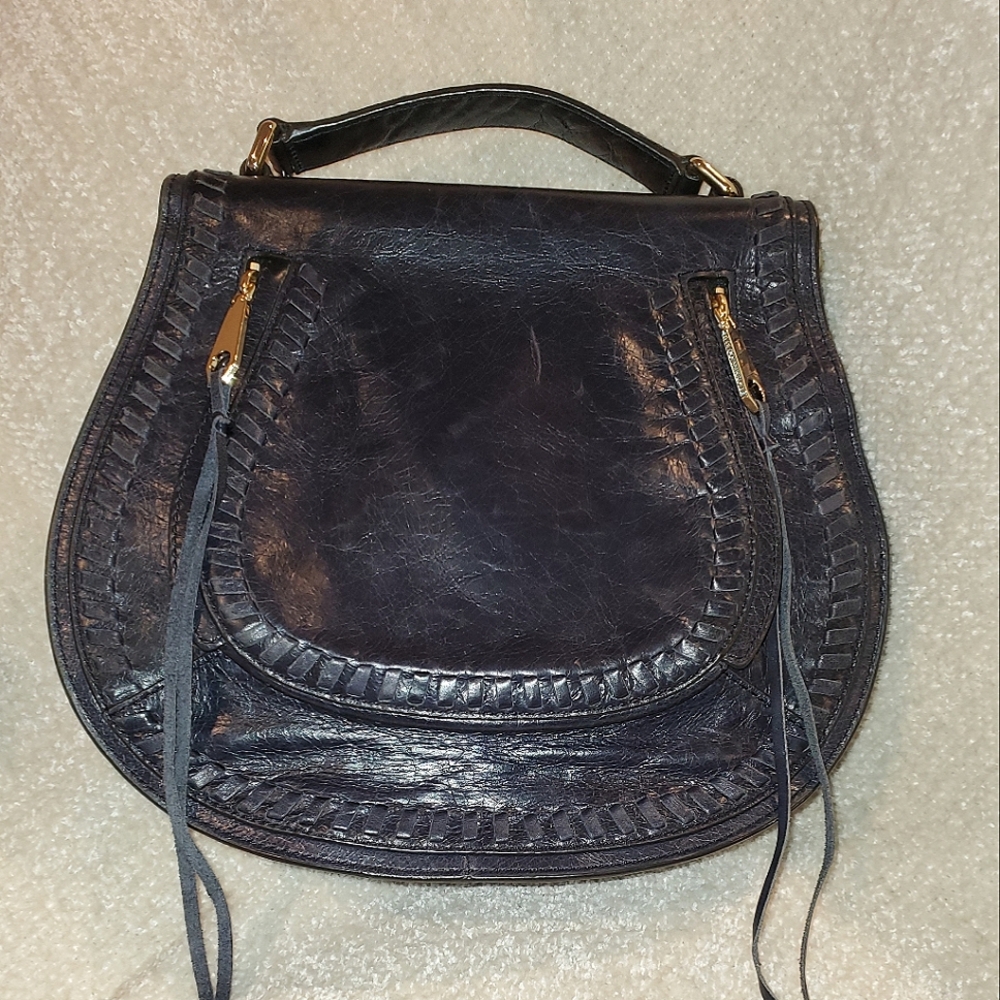 Rebecca Minkoff Vanity Saddle Moon Navy Leather 2-way bag